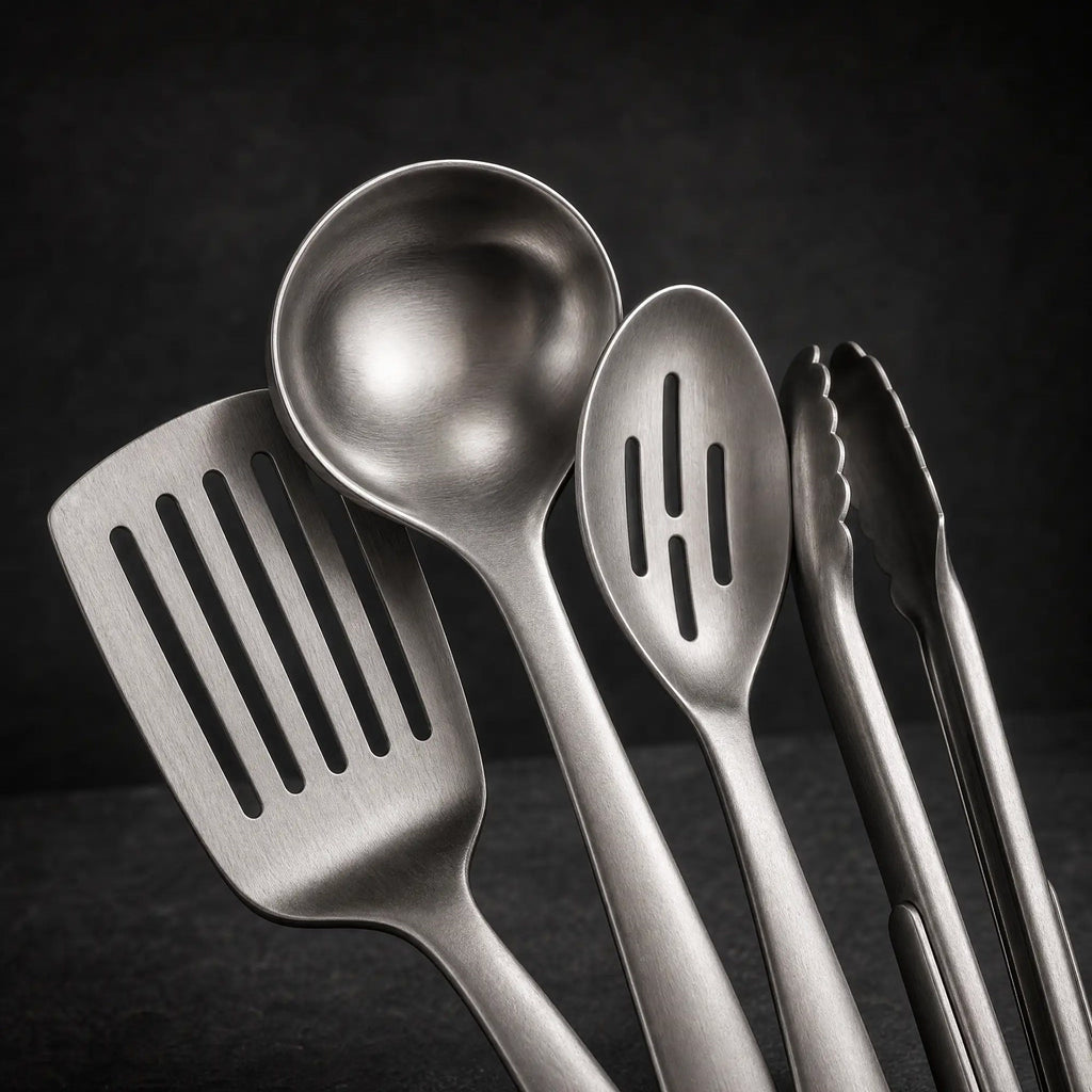 Spatula, kepçe, delikli kaşık ve maşa uçları