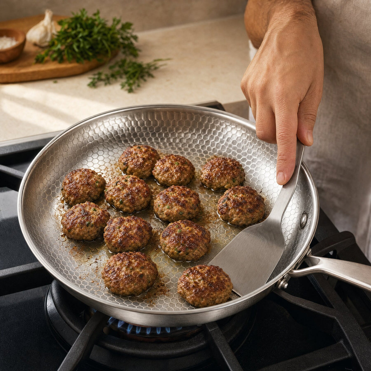 Metal spatula serbest: çizilecek kaplama yok.